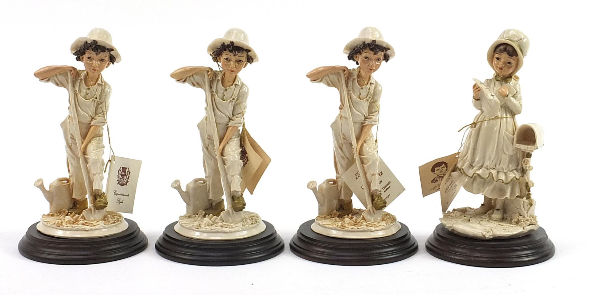 Set of four Capodimonte style Ceramia Collection figures, 23.5cm high