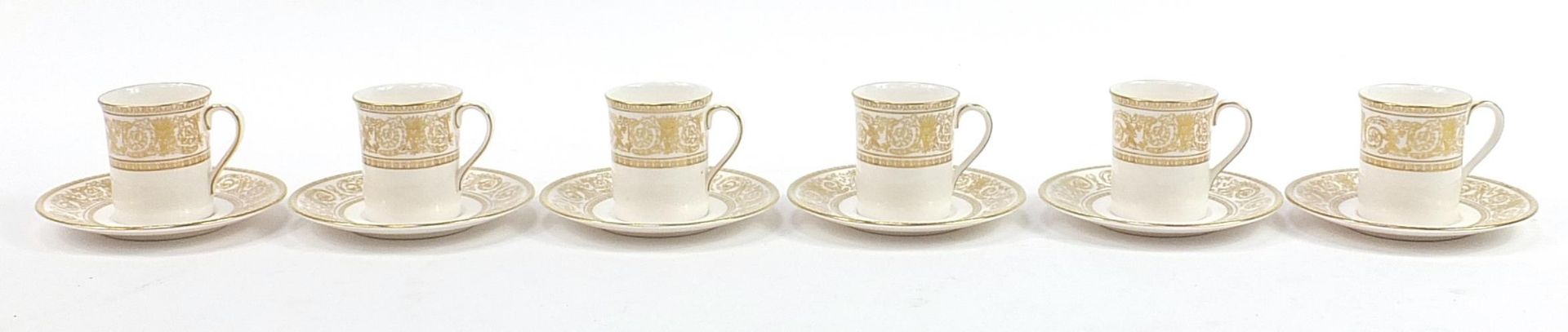 Set of six Royal Doulton coffee cans and saucers housed in a velvet and silk lined fitted case, - Image 2 of 5