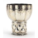 Victorian silver cup with engraved and embossed decoration, B & K and J. B marks London 1873, 9cm