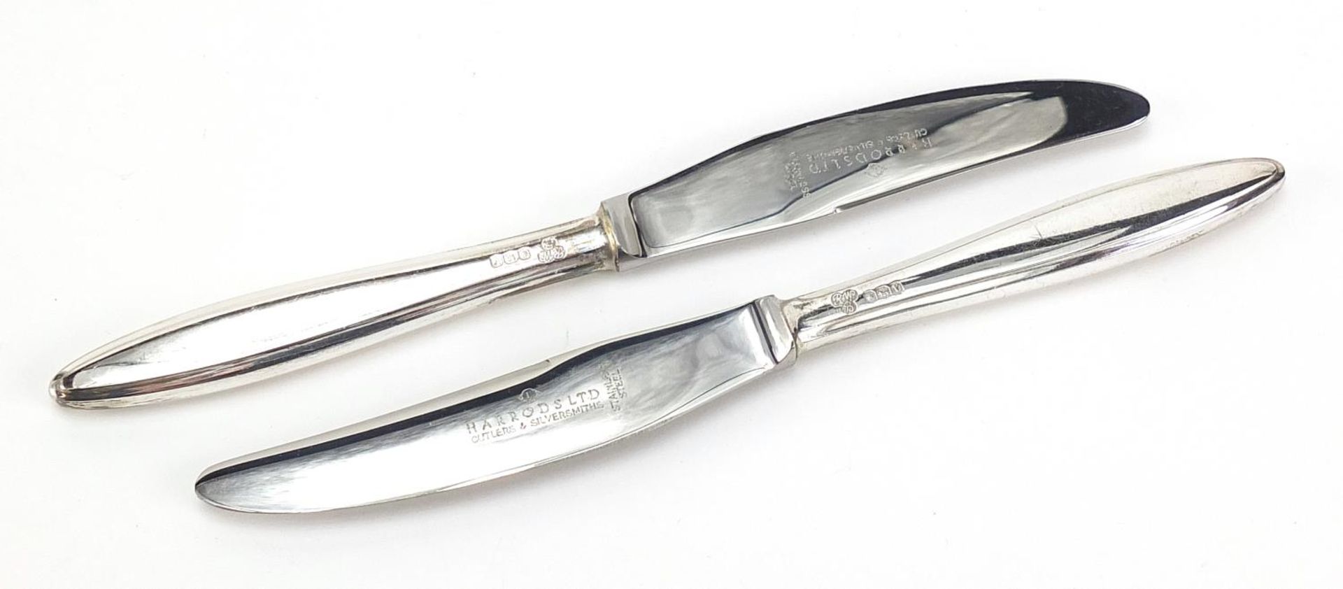 Harrods Ltd Cutlers and Silversmiths, set of six silver handled knives with stainless steel blades - Bild 3 aus 6