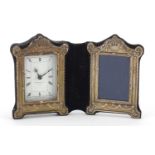 Kitney & Co silver folding clock and photo frame, overall 12.5cm x 20cm