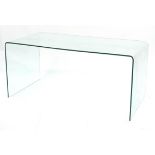 Contemporary glass coffee table, 56cm H x 123cm W x 60cm D