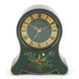 Jaeger LeCoultre Petite Neuchateloise alarm clock decorated with flowers, 12cm high