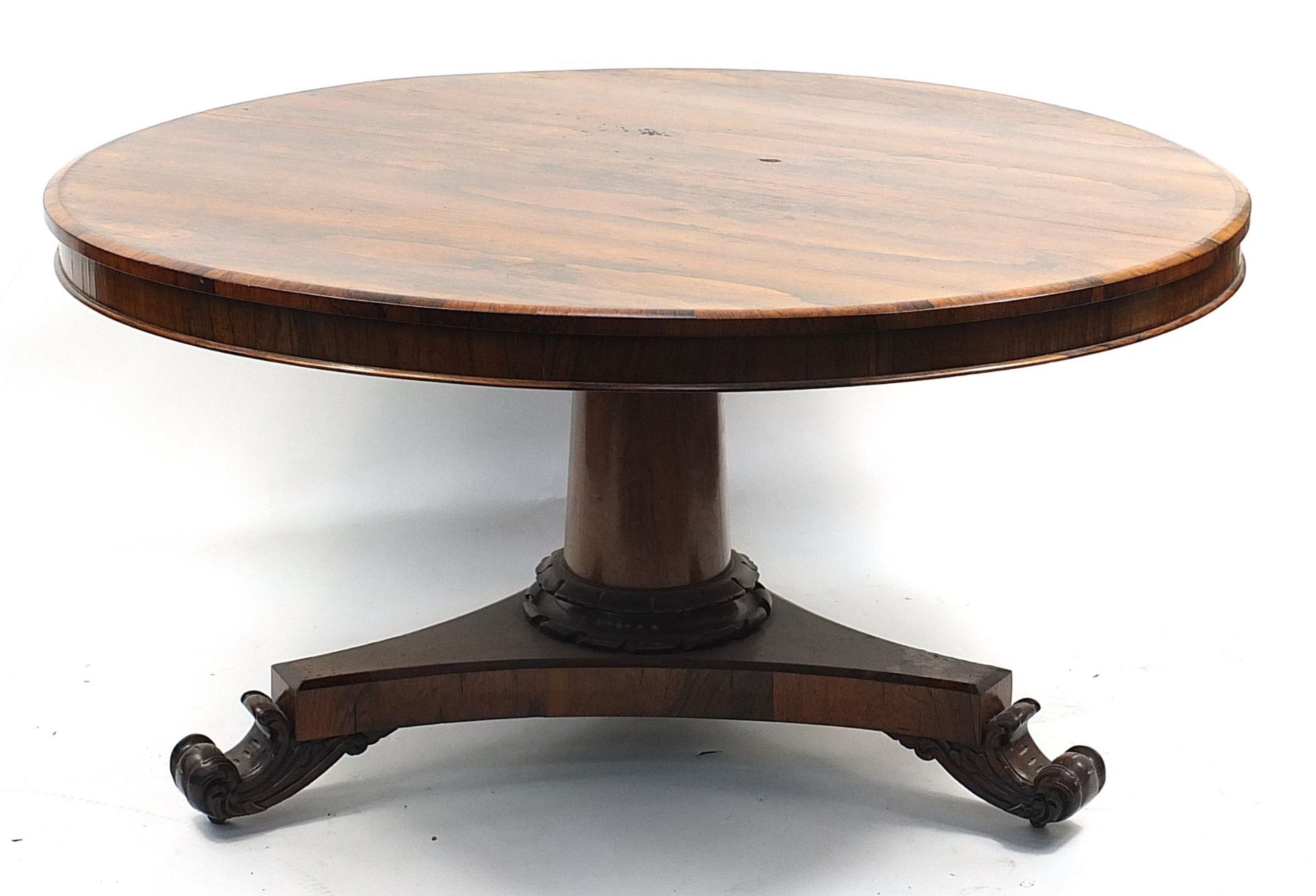 Victorian rosewood tilt top breakfast table, 70cm high x 136cm in diameter - Image 3 of 3