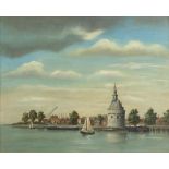 James Murray - Hoorne on the Zuiderzee, oil on board, Hornchurch Fine Art label verso, mounted and