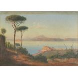 Naples Bay, 19th century Italian school watercolour, The St George Street Gallery label verso,