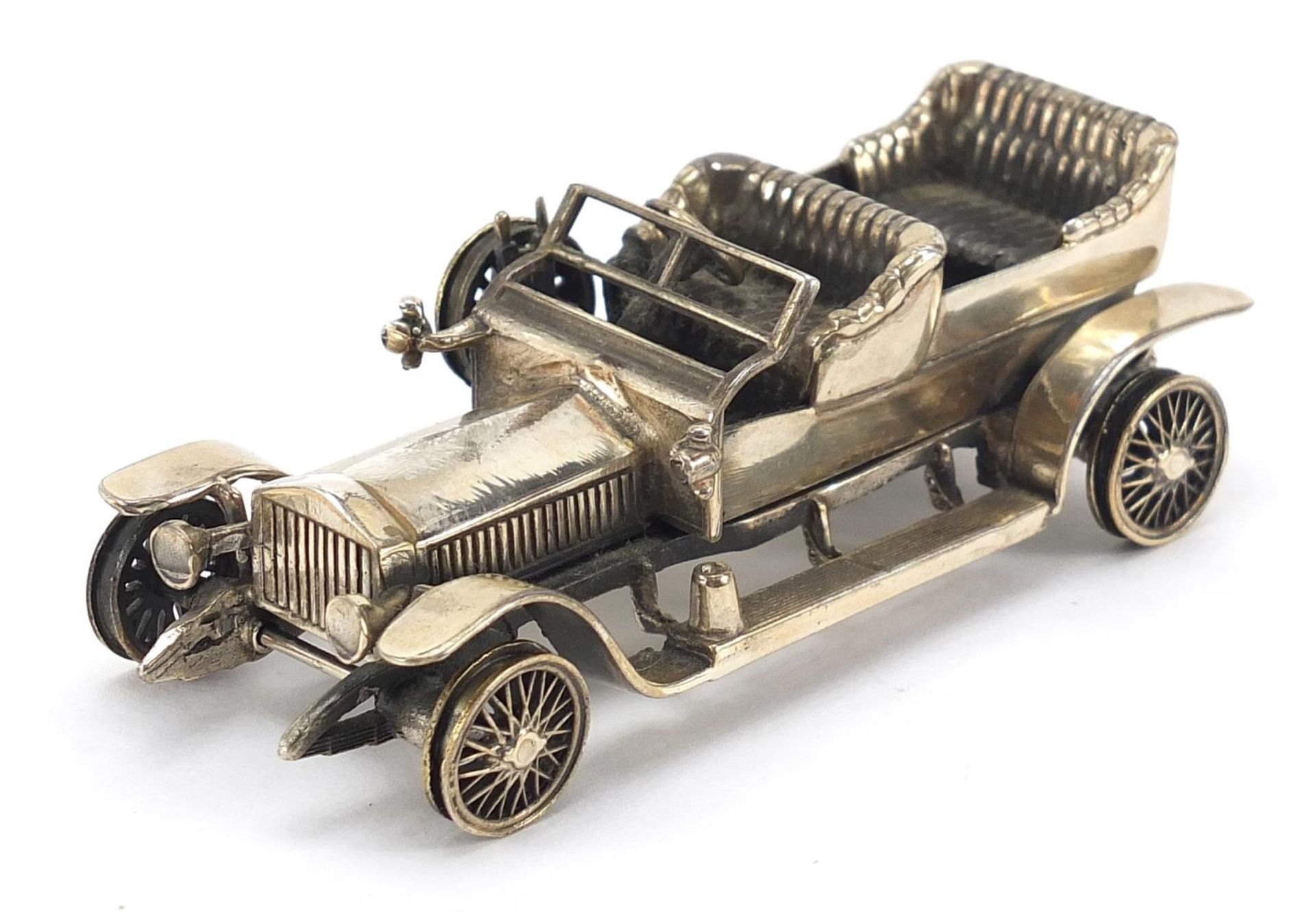 Silver model of a classic Rolls Royce, 8.5cm in length, 111.0g