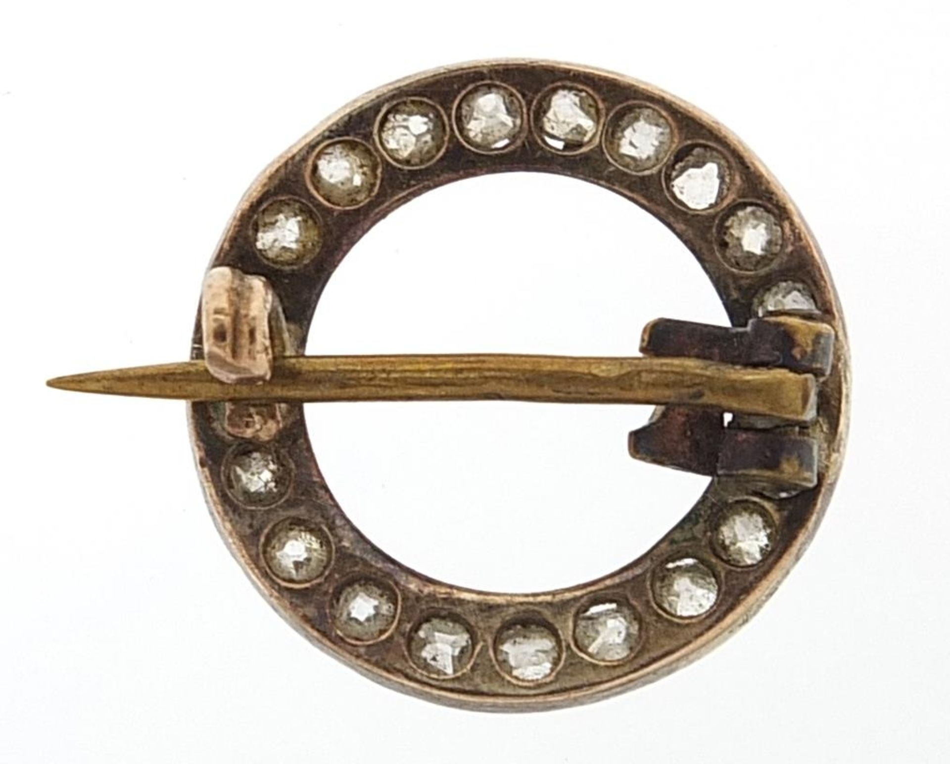 Unmarked gold diamond brooch, 1.6cm in diameter, 1.5g - Bild 2 aus 2