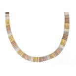 Gold plated silver three tone necklace, 44cm in length, 26.2g