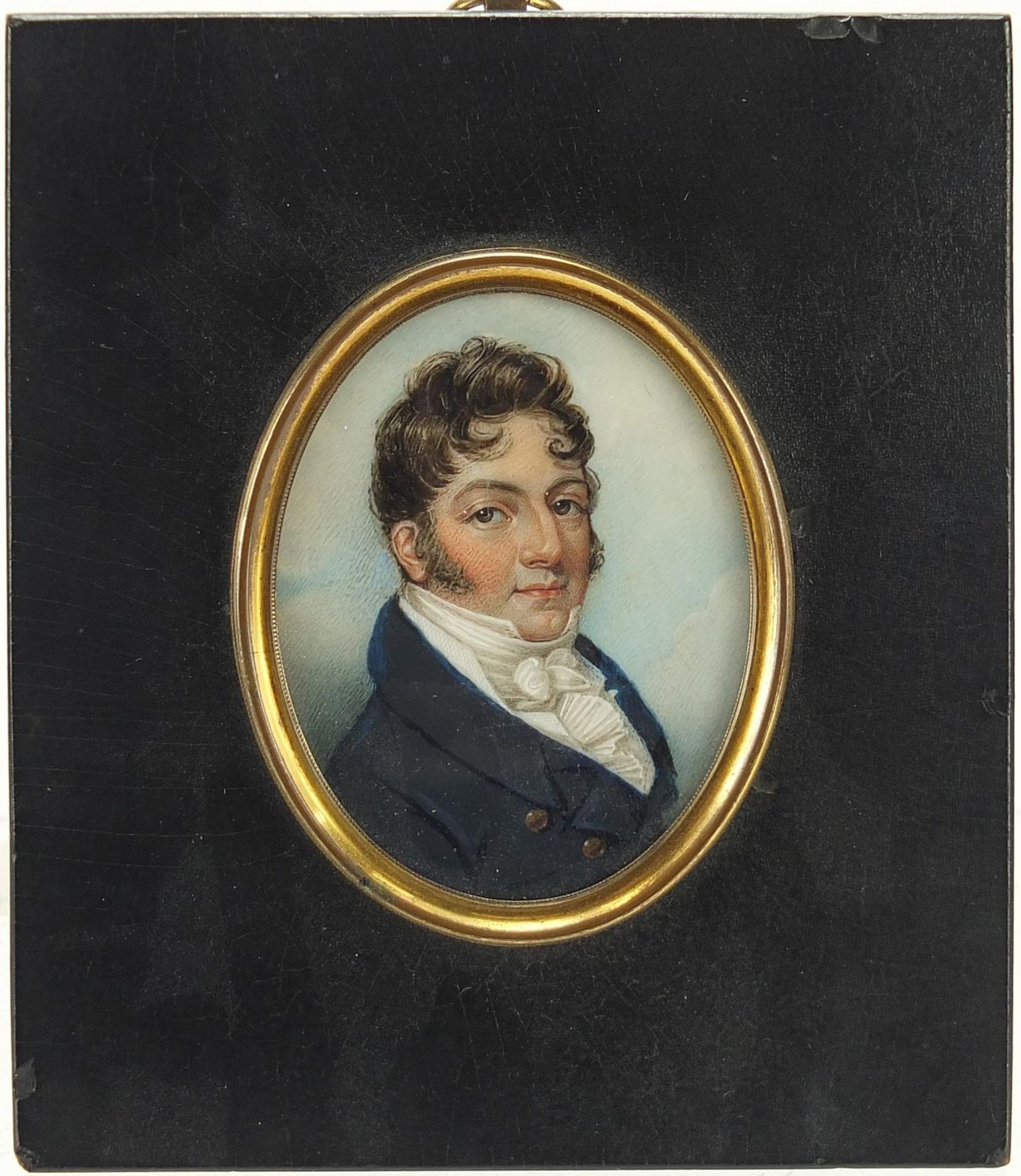 Georgian oval hand painted portrait miniature onto ivory of Joseph Colyer, inscribed painted by - Image 2 of 4