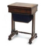 Victorian mahogany sewing table with fold over top, 75cm H x 51cm W x 38cm D