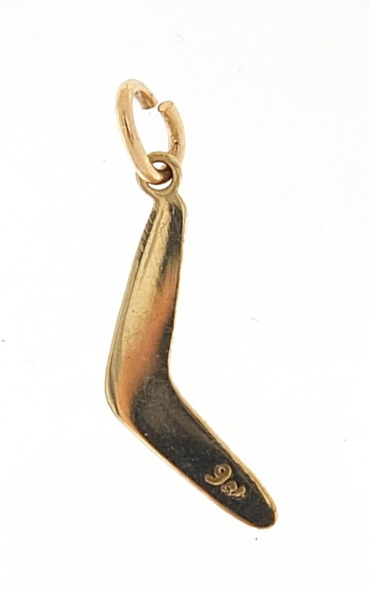 9ct gold boomerang charm, 1.9cm high, 0.5g - Image 2 of 2