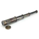 Naval interest brass three draw telescope, 14.5cm in length when closed
