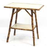 Aesthetic bamboo occasional table with under tier, 66cm H x 61.5cm W x 40.5cm D