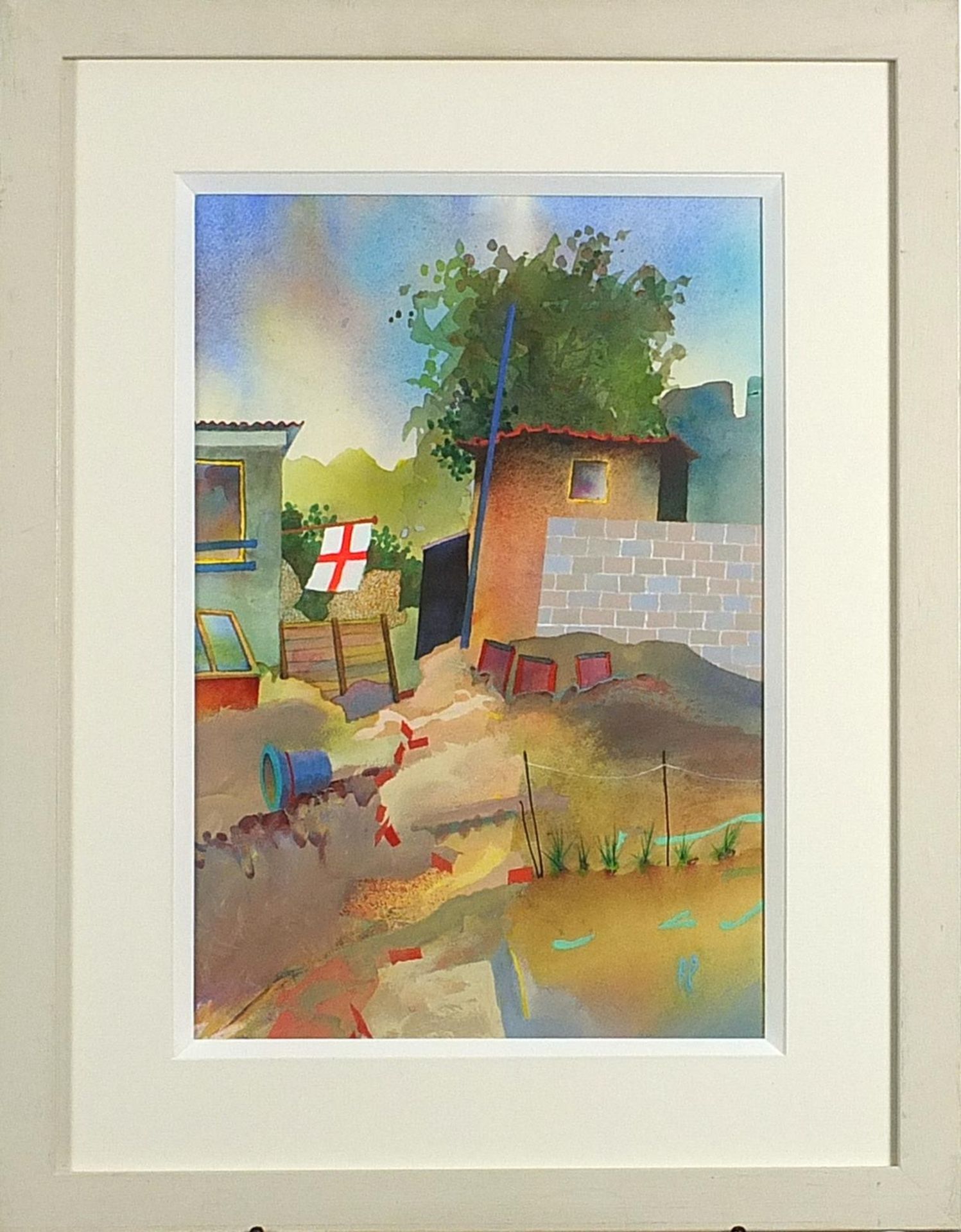 J Richard Plincke - The Garden Shed on St George's Day, monogrammed watercolour and acrylic, details - Image 2 of 4