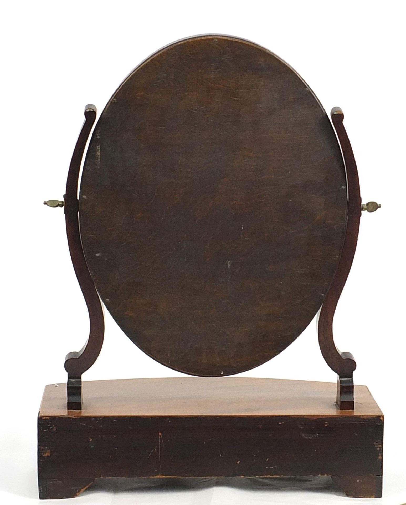 Edwardian mahogany toilet mirror with three drawers to the base, 58cm high x 43cm wide - Image 2 of 2