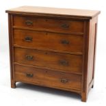 Edwardian satinwood four drawer chest with brass handles, 100cm H x 102.5cm W x 48.5cm D