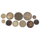 British and world coinage including a Maria Theresa thaler and one hundred ptas