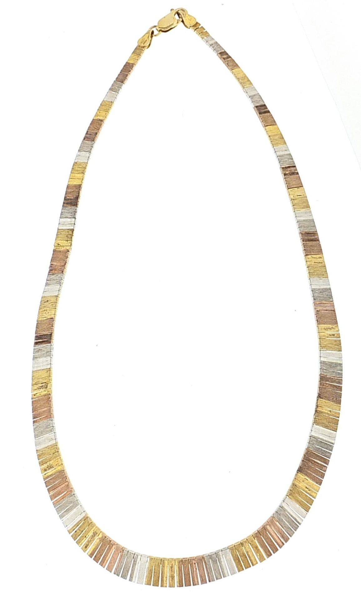Gold plated silver three tone necklace, 44cm in length, 26.2g - Bild 2 aus 4