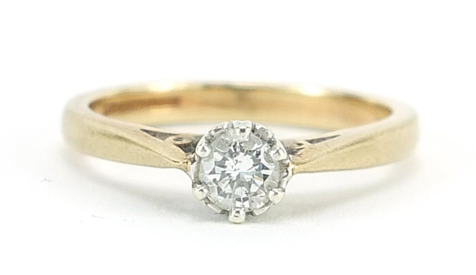 9ct gold diamond solitaire ring, approximately 0.25 carat, size L/M, 2.6g