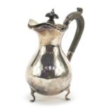 Hamilton & Inches, Scottish silver three footed jug with hinged lid, Edinburgh 1913, 16cm high,