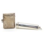 Edwardian silver cheroot holder case and silver vesta, the largest 7.5cm in length, total 46.0g