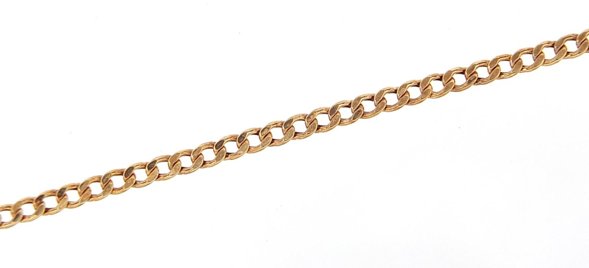 9ct gold curb link bracelet, 18cm in length, 1.0g