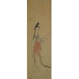 Full length portrait of a female, Chinese watercolour, Madame Juliette Galand label verso,