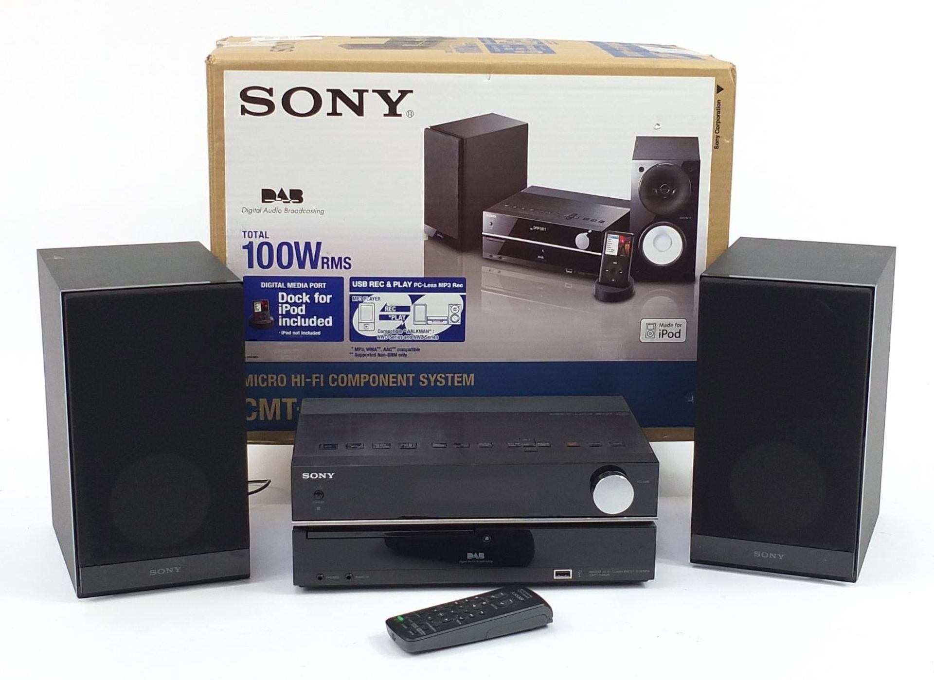 Sony Micro HiFi component system with speakers and box, model CMT-HX80R - Image 2 of 4