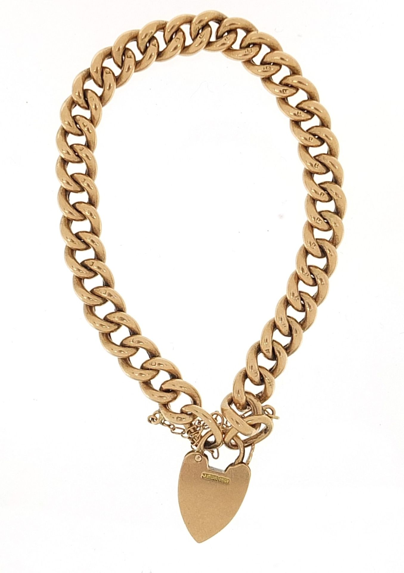 Victorian 15ct rose gold bracelet with love heart padlock, 19cm in length, 19.0g - Bild 3 aus 4