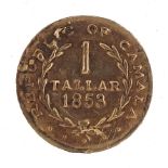 Republic of Camala 1853 gold one tallar, 0.9g