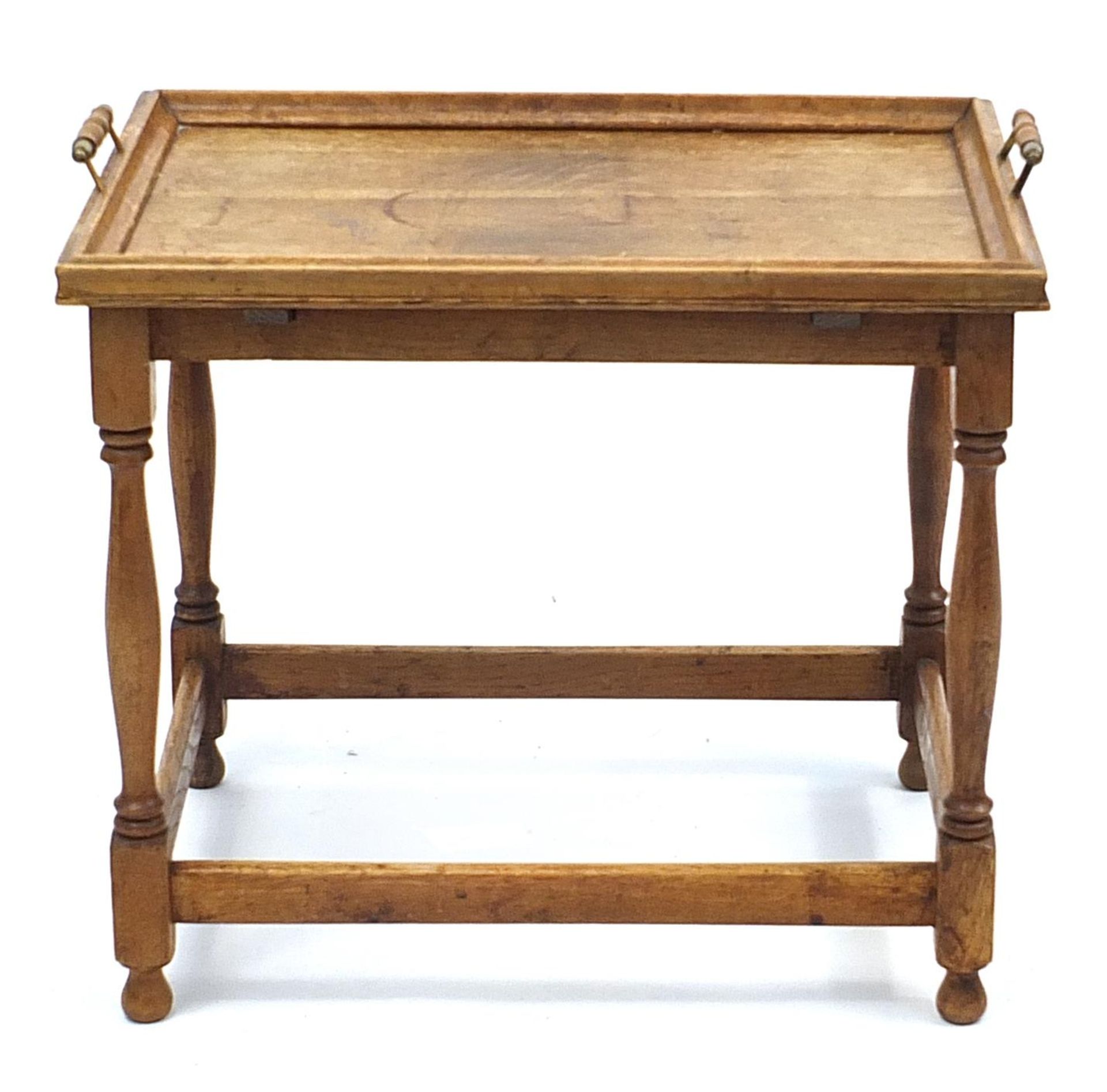 Oak tray table, 48cm H x 53cm W x 38cm D - Image 2 of 3