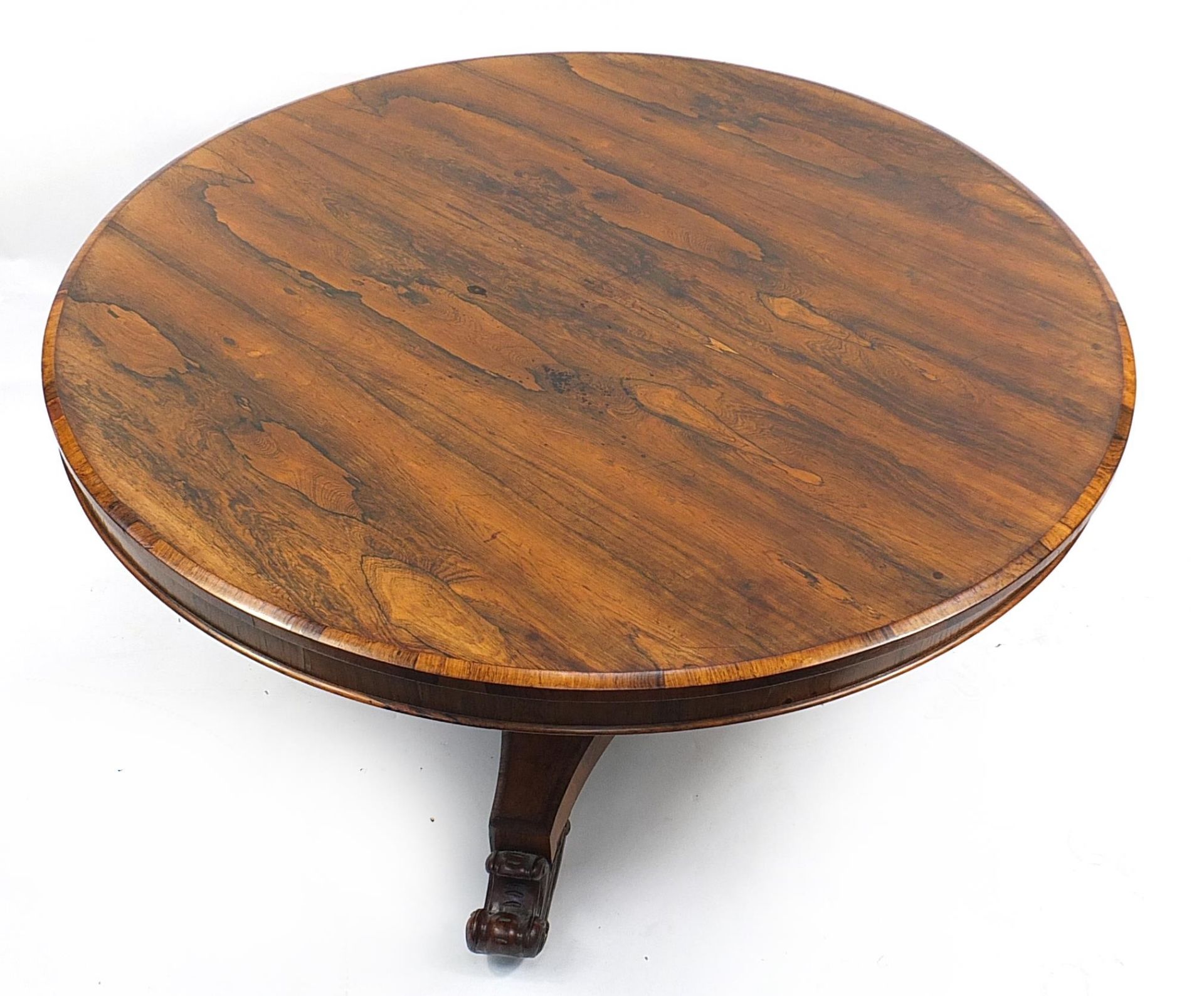 Victorian rosewood tilt top breakfast table, 70cm high x 136cm in diameter - Image 2 of 3