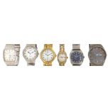 Six gentlemen's wristwatches including Seiko, Bulova and Skagen