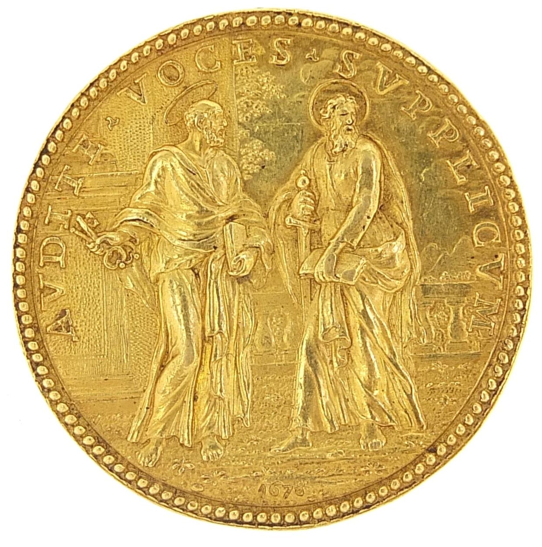 17th century gold medal with bust of Pope Innocent XI, dated 1678, 20.0g