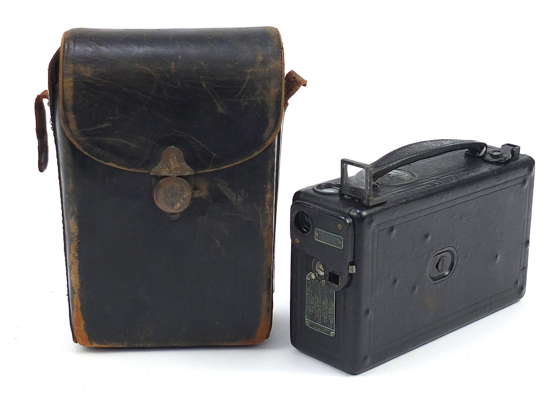 Vintage Kodak cine camera model B with .3.5 lens and leather case