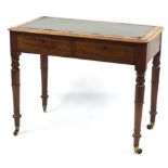 Victorian mahogany writing desk with two drawers, 73cm H x 91.5cm W x 50cm D