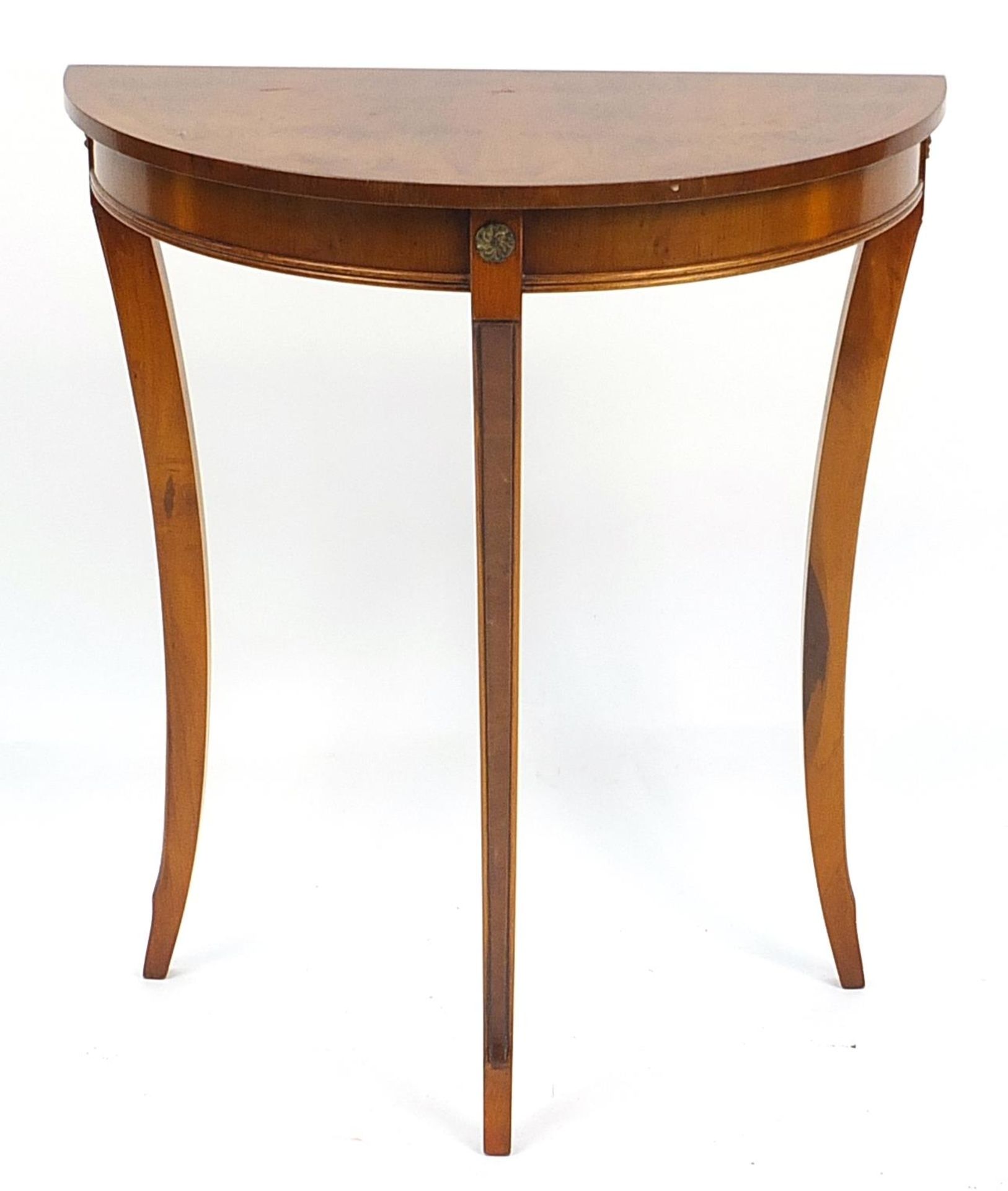 Yew demi lune side table, 70cm H x 61cm W x 30cm D - Image 2 of 4