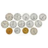 Fourteen pocket watch movements including Thomas Russell & Son, Waltham and Hislop & Co, the largest
