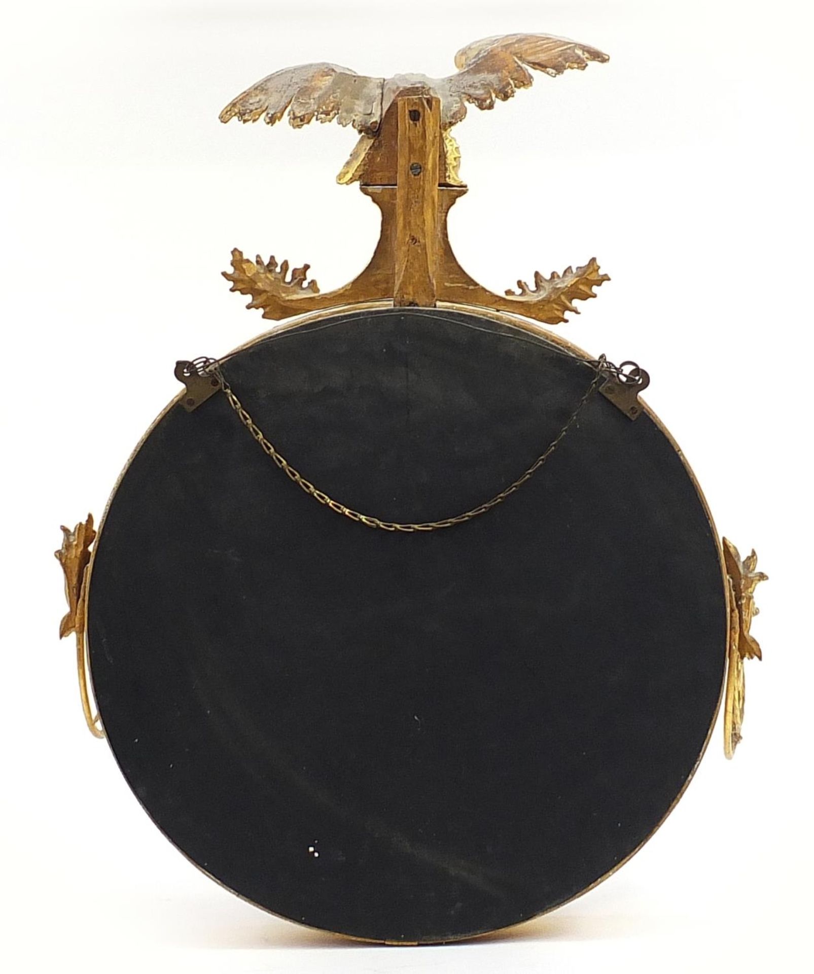 Regency giltwood convex wall mirror with sconces and eagle crest, 75cm high - Image 2 of 2