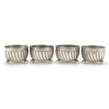 Horace Woodward & Co, set of four Victorian silver open salts with ball feet, London 1890, 3cm