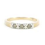 9ct gold diamond three stone ring, size Q, 2.5g