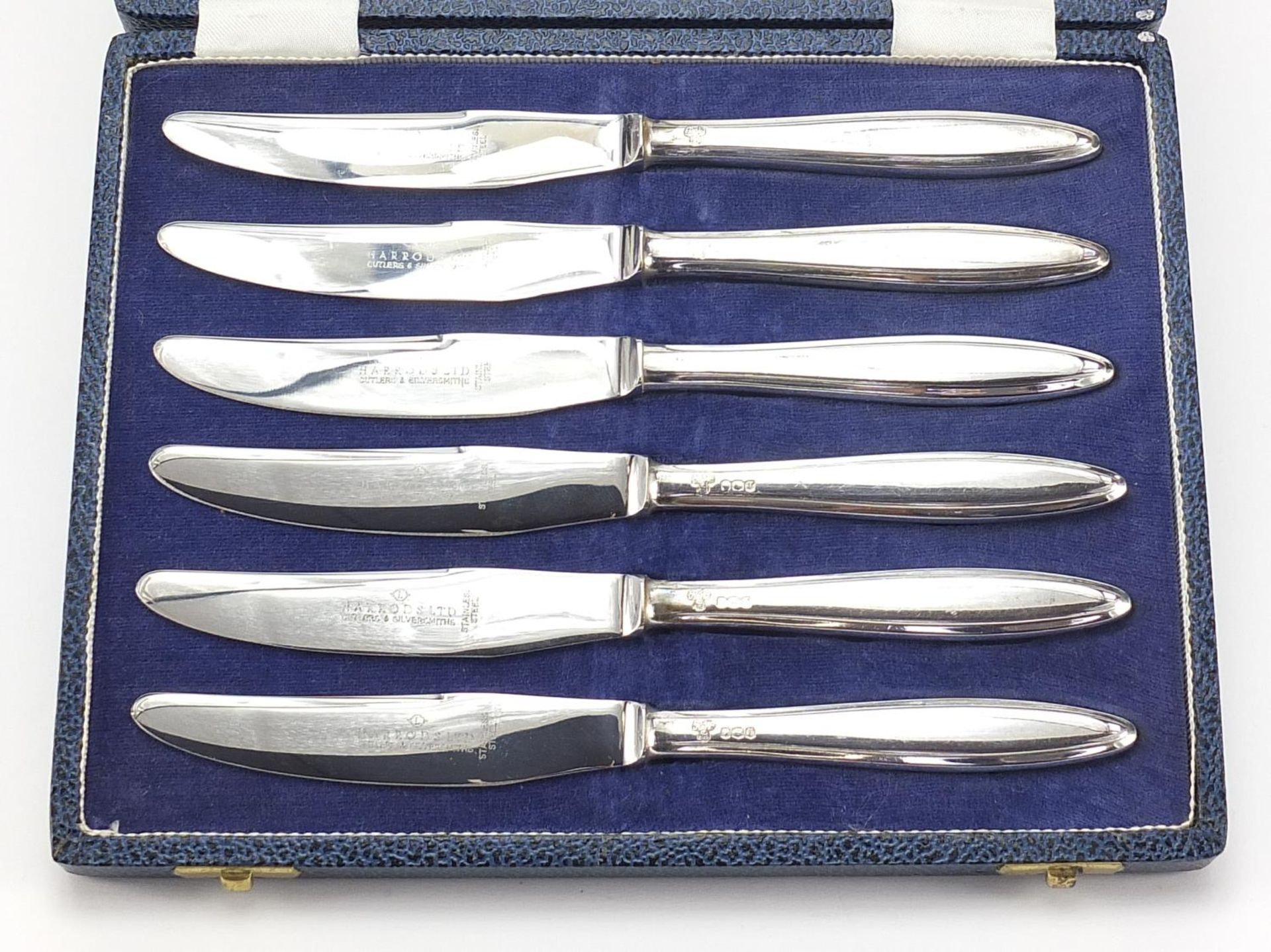 Harrods Ltd Cutlers and Silversmiths, set of six silver handled knives with stainless steel blades - Bild 2 aus 6