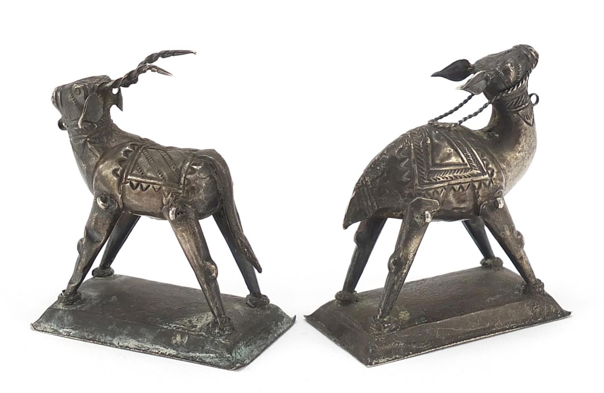 Pair of Indian silver coloured metal animals, the largest 6cm high, total 67.7g - Image 2 of 3