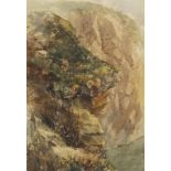 John Dibblee Crace - Landslip, Isle of Wight, late 19th century signed watercolour, mounted,
