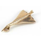 9ct gold Concorde charm, 3.6cm wide, 4.5g