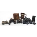 Collection of vintage and later binoculars, opera glasses and a Kodak West Pocket model B folding