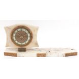 Art Deco marble and onyx mantle clock, 65cm wide