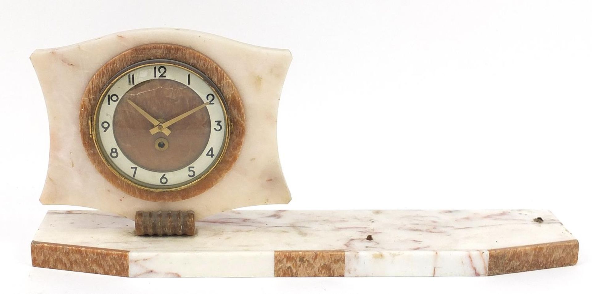 Art Deco marble and onyx mantle clock, 65cm wide