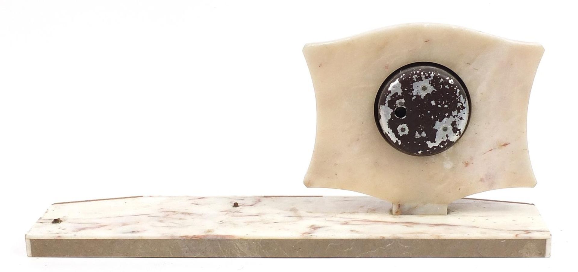 Art Deco marble and onyx mantle clock, 65cm wide - Image 2 of 3